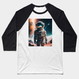 "Odyssey Among the Stars: Standing Astronaut on an Alien Planet" Baseball T-Shirt